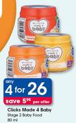 Clicks Made 4 Baby Stage 2 Baby Food-4 x 80ml