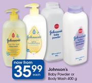 Johnson's Baby Powder Or Body Wash-400g Each