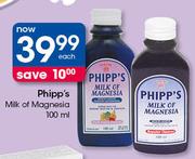Phipp's Milk Of Magnesia-100ml Each