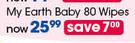 Clicks My Earth Baby Wipes-80's Each
