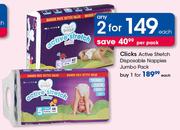 Clicks Active Stretch Disposable Nappies Jumbo Pack-Each