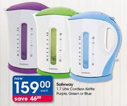 Safeway 1.7L Cordless Kettle (Purple, Green Or Blue)-Each