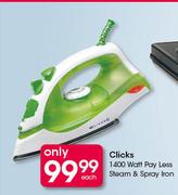 Clicks 1400 Watt Pay Less Steam & Spray Iron-Each