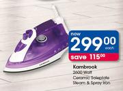 Kambrook 2600 Watt Ceramic Soleplate Steam & Spray Iron-Each