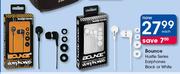 Bounce Hustle Series Earphones (Black Or White)-Each