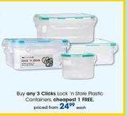 Clicks Lock n Store Plastic Containers-Each