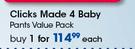 Clicks Made 4 Baby Pants Value Pack-Each