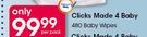 Clicks Made 4 Baby 480 Baby Wipes-Per Pack