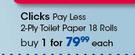 Clicks Pay Less 2 Ply Toilet Paper 18 Rolls-Each