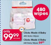 Clicks Made 4 Baby 240 Baby Wipes-Per Pack