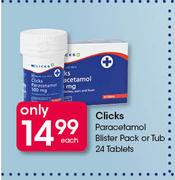 Clicks Paracetamol Blister Pack Or Tub 24 Tablets-Each