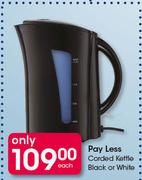 Pay Less Corded Kettle Black Or White-Each