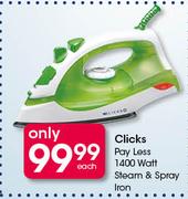 Clicks Pay Less 1400 Watt Steam & Spray Iron-Each
