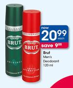 Brut Men's Deodorant-120ml Each