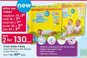 Clicks Made 4 Baby DryProtect Disposable Nappies Jumbo Packs-For 2