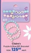 Claire's Purple & Blue BFF Bracelet-Each