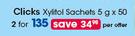Clicks Xylitol Sachets 5gx50's Pack-For 2 Packs