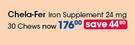 Chela-Fer Iron Supplement 24mg Chews-30's Per Pack