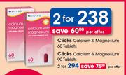 Clicks Calcium & Magnesium 90 Tablets-For 2