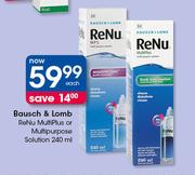 Bausch & Lomb Renu Multiplus Or Multipurpose Solution-240ml Each