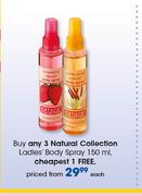 Natural Collection Ladies Body Spray-150ml Each