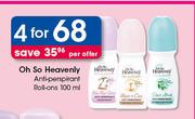 Oh So Heavenly Anti Perspirant Roll On-4 x 100ml 