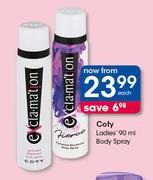 Coty Ladies Body Spray-90ml Each