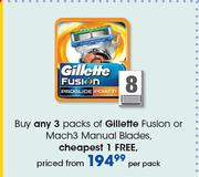 Gillette Fusion Or Mach3 Manual Blades-Per Pack