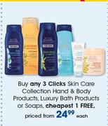 Clicks Skin Care Collection Hand & Body Products, Luxury Bath Products Or Soaps-Each