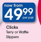 Terry Or Waffle Slippers-Per Pair