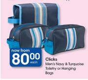 Clicks Men's Navy & Turquoise Toiletry Or Hanging Bags-Each