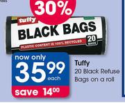 Tuffy Black Refuse Bags On A Roll-20's Each