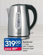 Kambrook 1.7Ltr 360° Cordless Stainless Steel Kettle-Each