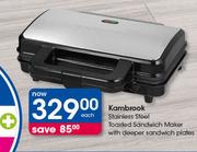 Kambrook Stainless Steel Toasted Sandwich Maker With Deeper Sandwich Plates-Each