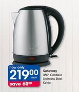 Safeway 360° Cordless Stainless Steel Kettle-Each
