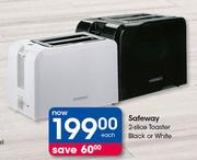 Safeway 2 Slice Toaster Black Or White-Each