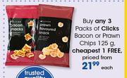 Clicks Bacon Or Prawn Chips-125g Each