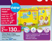 Clicks Made For Baby Dryprotect Dispossable Nappies Jumbo Packs-Each