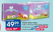 Clicks Made 4 Baby Softly Cushioned Disposable Nappies 44 Mini-Per Pack