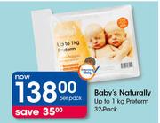 Baby's Naturally Up To 1Kg Preterm 32 Pack-Per Pack
