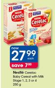 Nestle Cerelac Baby Cereal With Milk Stage 1,2,3 Or 4-250g Each