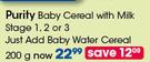 Purity Baby Cereal (With Milk) Stage 1,2 Or 3-200g Each