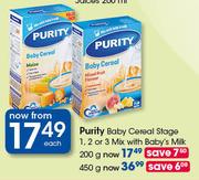 Purity Baby Cereal Stage 1,2 Or 3 Mix (With Baby's Milk)-200g Each