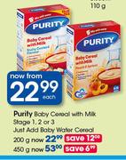 Purity Baby Cereal (With Milk) Stage 1,2 Or 3-200g Each
