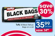 Tuffy 20 Black Refuse Bags On A Roll-Per Pack