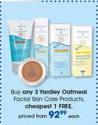 Yardley Oatmeal Facial Skin Care Products-Each