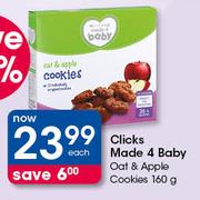 Clicks Made 4 Baby Oat & Apple Cookies-160g Each