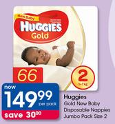 Huggies Gold New Baby Disposable Nappies Jumbo Pack Size 2-Per Pack