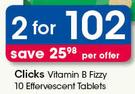 Clicks Vitamin B Fizzy 10 Effervescent Tablets-For 2
