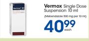 Vermox Single Dose Suspension 10ml-Each
